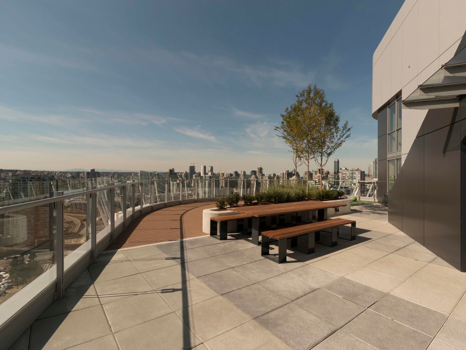 Aquilini Centre South lower terrace with view of Vancouver